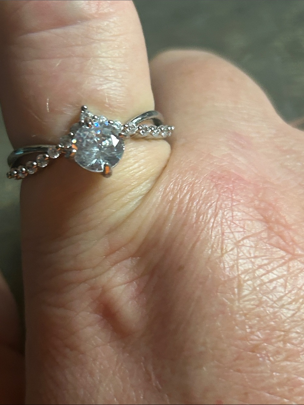 Sterling Silver Solitaire Cubic Zirconia Engagement Ring - size 10